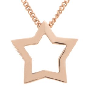 Modern contemporary design star style shaped stoneless pendant open centre chain Platinum Gold