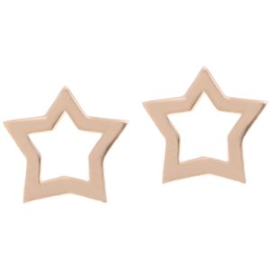 Modern, contemporary design star shaped stud style earrings with an open centre Platinum Gold