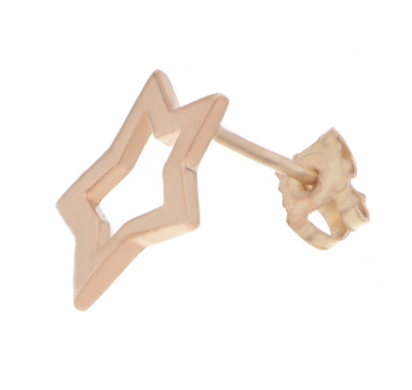Modern, contemporary design star shaped stud style earrings with an open centre Platinum Gold