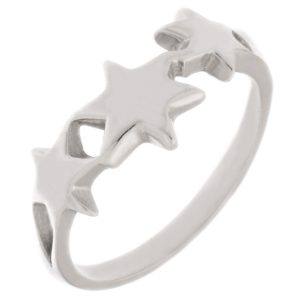 modern contemporary interlinked star style design designer stoneless trilogy ring stars Platinum Gold