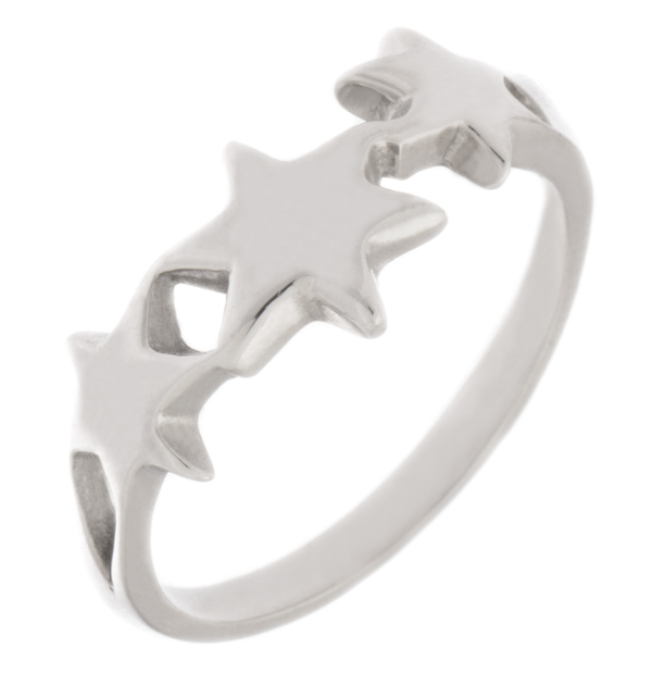 modern contemporary interlinked star style design designer stoneless trilogy ring stars Platinum Gold