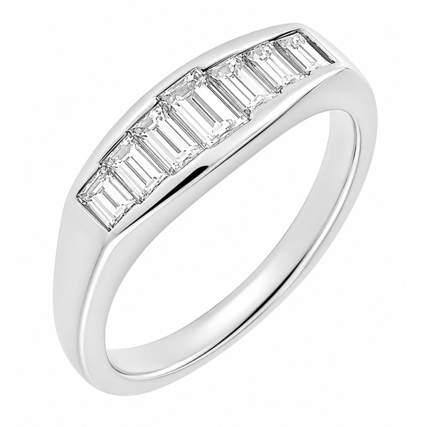 Addis deco style cluster eternity ring seven 7 stone channel set baguette cut diamonds graduated designer platinum gold