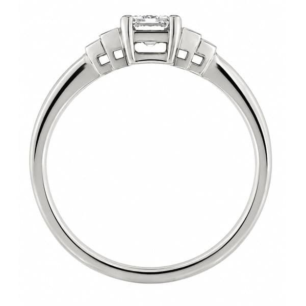 Classic art deco style modern ring Radiant cut diamond stone step graduated baguette cut diamonds engagement 1920's platinum gold