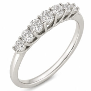 1920's art deco style seven stone graduated Round brilliant cut Diamond half eternity ring Platinum Gold