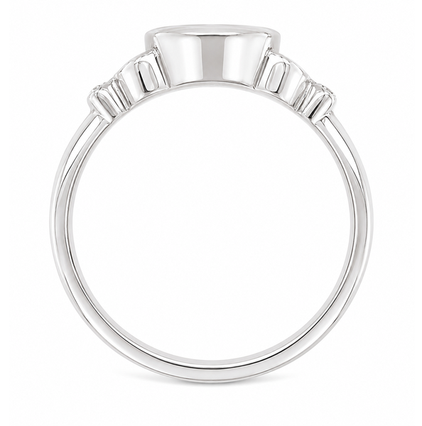 Classic art deco style ring oval shape cut diamond centre stone millgrain round diamonds shoulders vintage engagement platinum gold