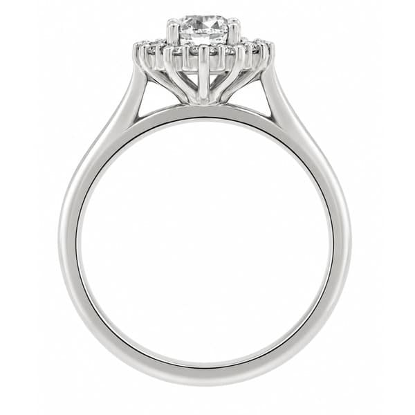Crystal classic oval shape cut Diamond with round brilliant cut diamonds halo cluster claw set ring platinum gold