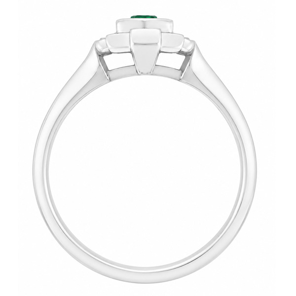 vintage fan art deco style cluster ring oval shape green Emerald halo round brilliant cut diamonds 1920's design Platinum Gold