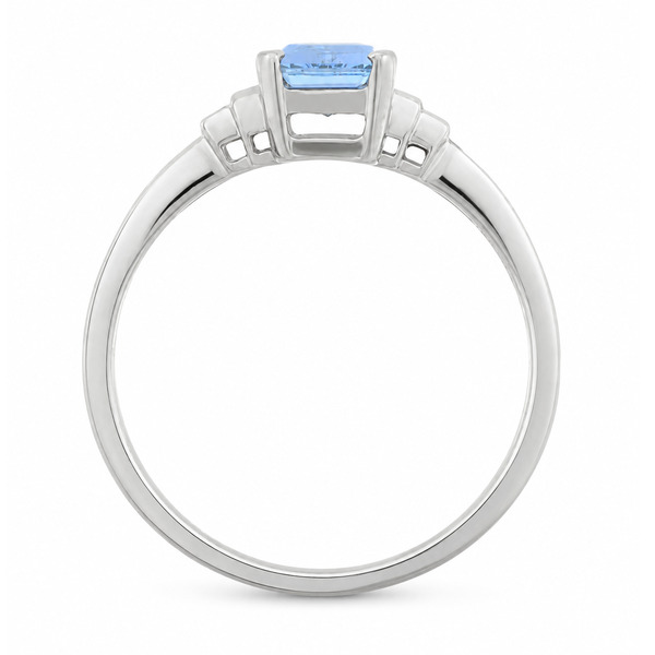 Classic art deco style modern ring Emerald cut Aqua Aquamarine step baguette cut diamonds engagement 1920's platinum gold