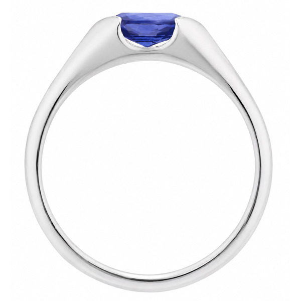 modernist design modern ring semi-rubover oval cut solitaire blue sapphire engagement contemporary platinum gold