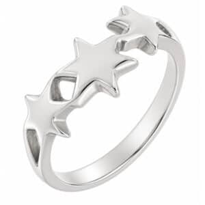 modern contemporary interlinked star style design designer stoneless trilogy ring stars Platinum Gold