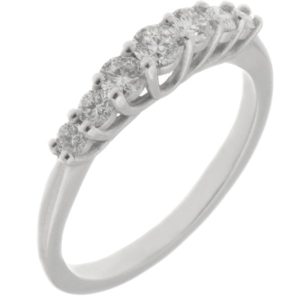 1920's art deco style seven stone graduated Round brilliant cut Diamond half eternity ring Platinum Gold