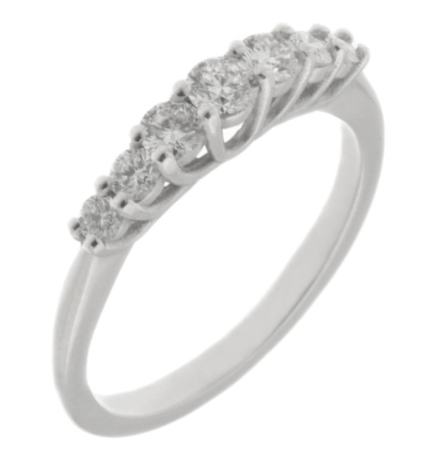 1920's art deco style seven stone graduated Round brilliant cut Diamond half eternity ring Platinum Gold