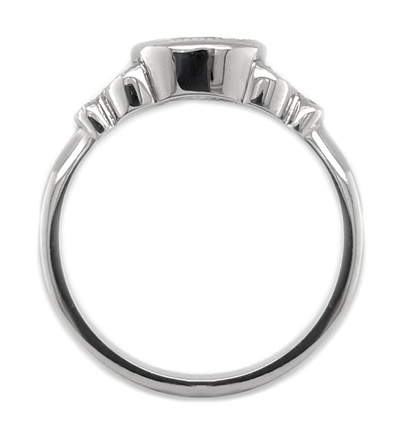 Classic art deco style ring oval shape cut diamond centre stone millgrain round diamonds shoulders setting engagement platinum gold