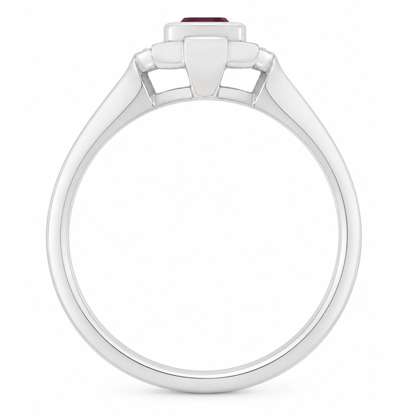 vintage fan art deco style cluster ring oval shape Ruby halo round brilliant cut diamonds 1920's design Platinum Gold