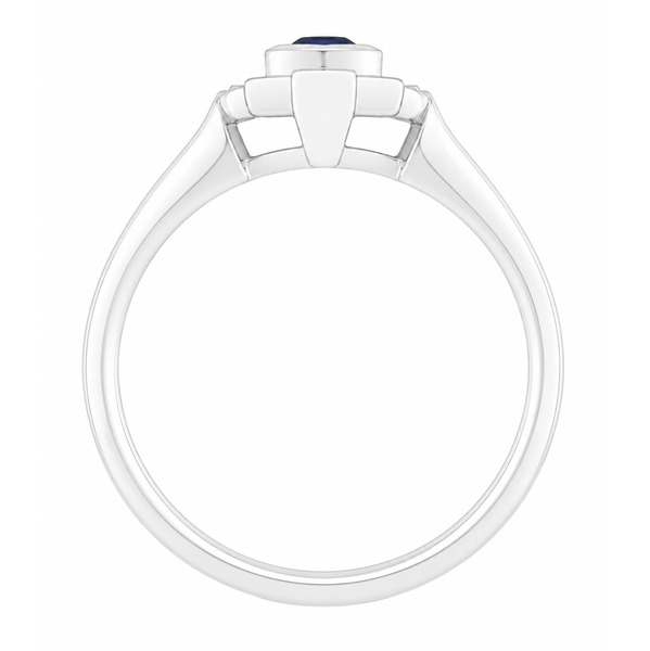 vintage fan art deco style cluster ring oval shape Blue Sapphire & halo round brilliant cut diamonds 1920's design Platinum Gold