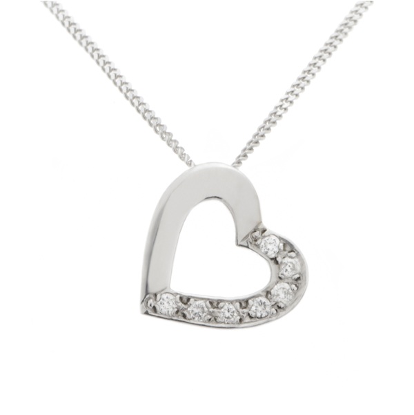 Heart shaped pendant designer angle designer modern round diamonds gold platinum chain