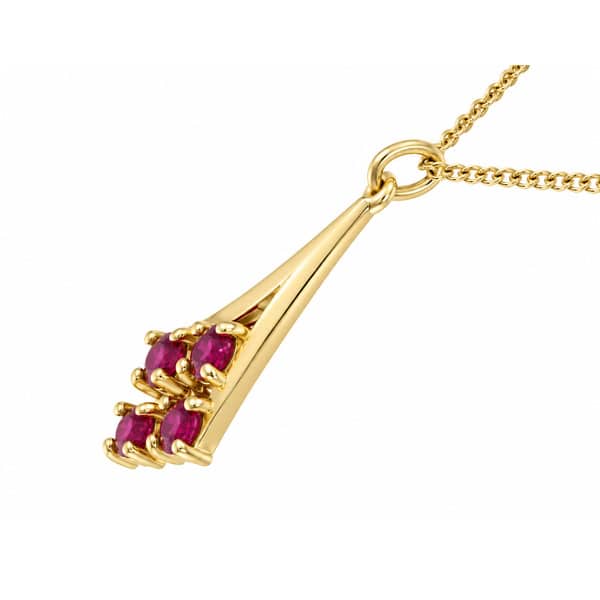 Round Ruby set drop elegant style pendant designer modern Deco pendant rubies gold platinum chain