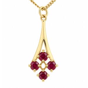 Round Ruby set drop elegant style pendant designer modern Deco pendant rubies gold platinum chain