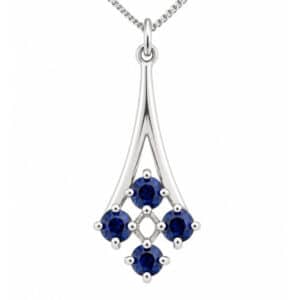 Round blue sapphire set drop elegant style pendant designer modern Deco pendant gold platinum chain