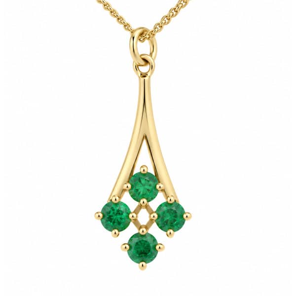 Round Emerald set drop elegant style pendant designer modern Deco pendant emeralds gold platinum chain