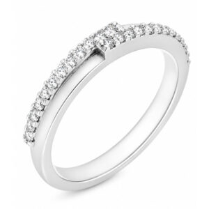 Angel round brilliant cut diamond crossover style half eternity ring modern modernist platinum gold