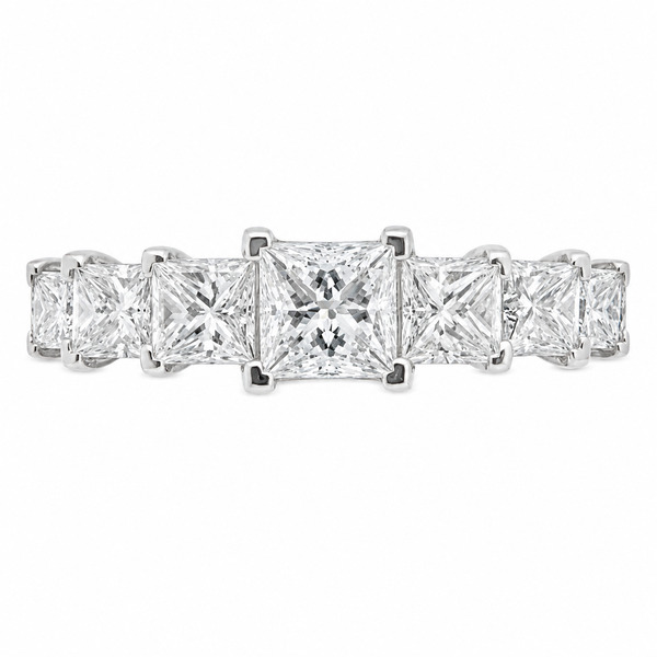 1920's art deco style seven stone graduated Princess cut Diamond half eternity ring Platinum Gold