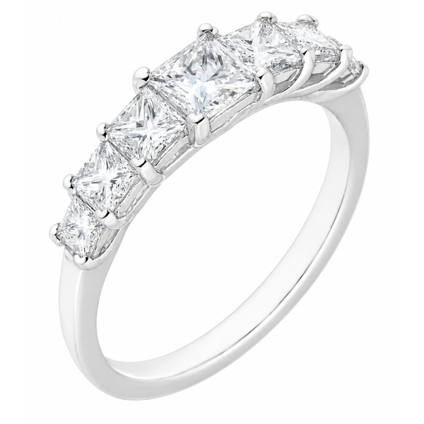 1920's art deco style seven stone graduated Princess cut Diamond half eternity ring Platinum Gold