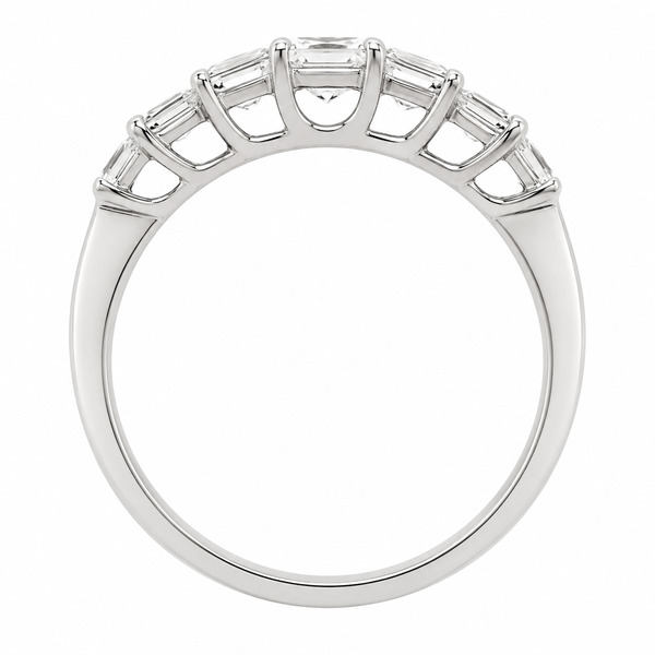 1920's art deco style seven stone graduated Princess cut Diamond half eternity ring Platinum Gold