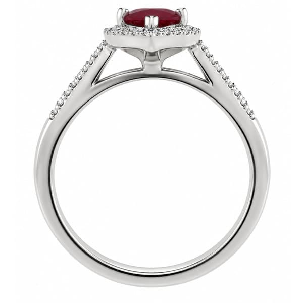 Vintage style classic pear shape Ruby & round diamond claw halo cluster engagement ring gold platinum