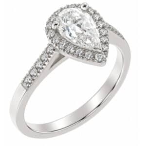Vintage style classic pear shape cut Diamond & round diamond claw halo cluster engagement ring gold platinum