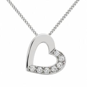 Angled Heart Shape Pendant With Round Diamonds