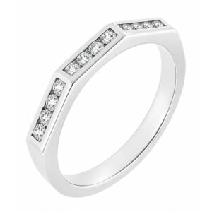 Hexagon angled Shaped channel set Round Brilliant Cut Diamond Half Eternity Ring modernist modern contemporary Platinum Gold