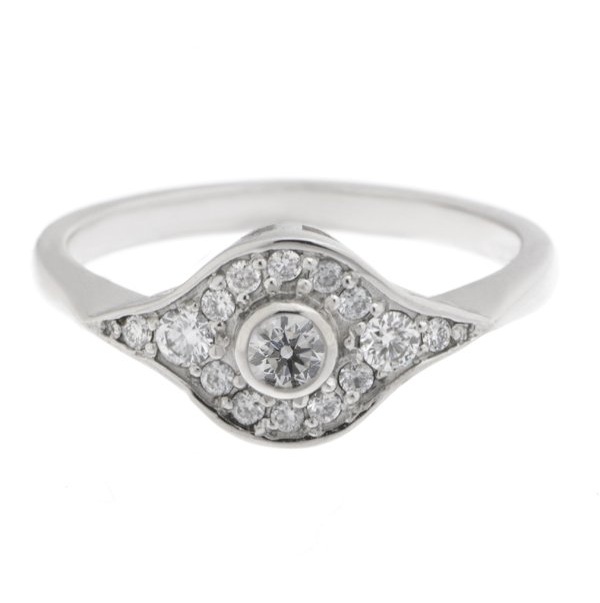 classic 1920's art deco design cluster ring rubover grain set surround round brilliant cut diamonds platinum gold