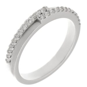 Angel round brilliant cut diamond crossover style half eternity ring modern modernist platinum gold