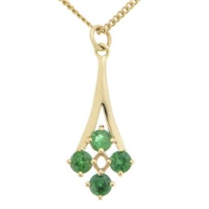 Round Emerald set drop elegant style pendant designer modern Deco pendant emeralds gold platinum chain