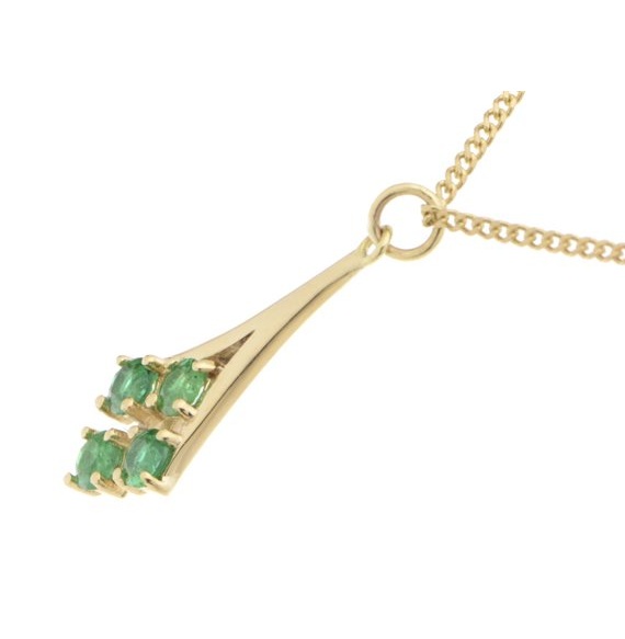 Round Emerald set drop elegant style pendant designer modern Deco pendant emeralds gold platinum chain