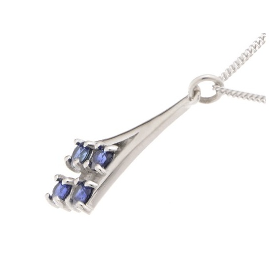 Round blue sapphire set drop elegant style pendant designer modern Deco pendant gold platinum chain