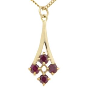 Round Ruby set drop elegant style pendant designer modern Deco pendant rubies gold platinum chain