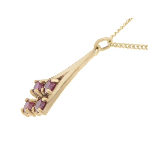 Round Ruby set drop elegant style pendant designer modern Deco pendant rubies gold platinum chain