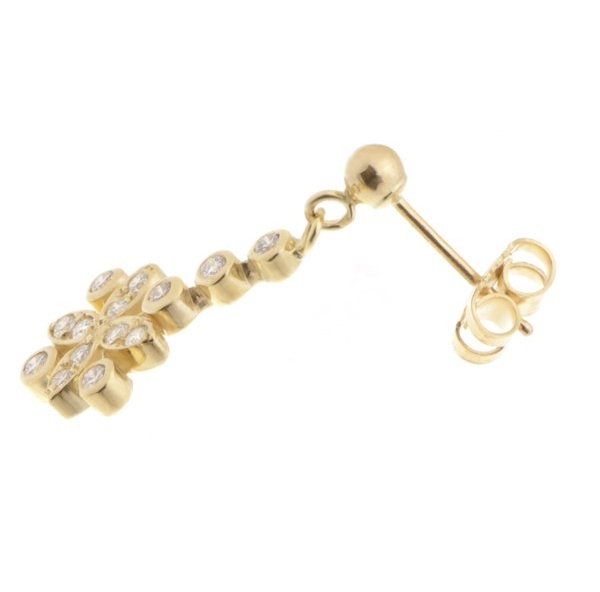 Classic Art deco drop style earrings grain set round brilliant cut diamonds flower petal cluster design platinum gold