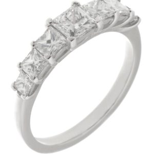 1920's art deco style seven stone graduated Princess cut Diamond half eternity ring Platinum Gold