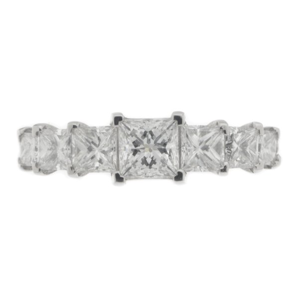 1920's art deco style seven stone graduated Princess cut Diamond half eternity ring Platinum Gold
