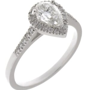 Vintage style classic pear shape cut Diamond & round diamond claw halo cluster engagement ring gold platinum