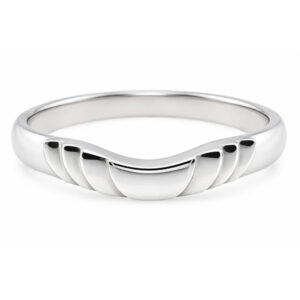 Art Deco style Step Plain Crescent Shaped curved wedding band Ring stoneless shaped fit next to engagement platinum gold