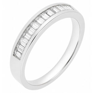 Classic baguette cut diamond channel set half eternity ring wedding band diamonds platinum gold