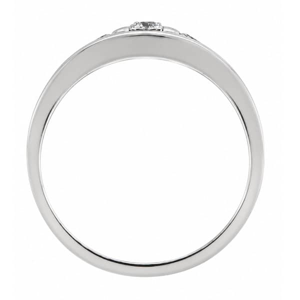 Modernist Art Deco style bar set round brilliant cut diamond trilogy ring modern contemporary Platinum Gold