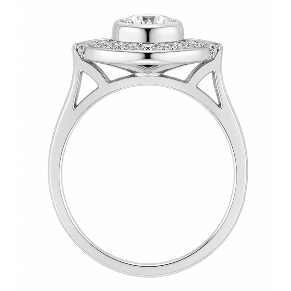 Classic 1920's 1930's Art Deco style cluster design ring round diamond baguette diamonds halo platinum gold
