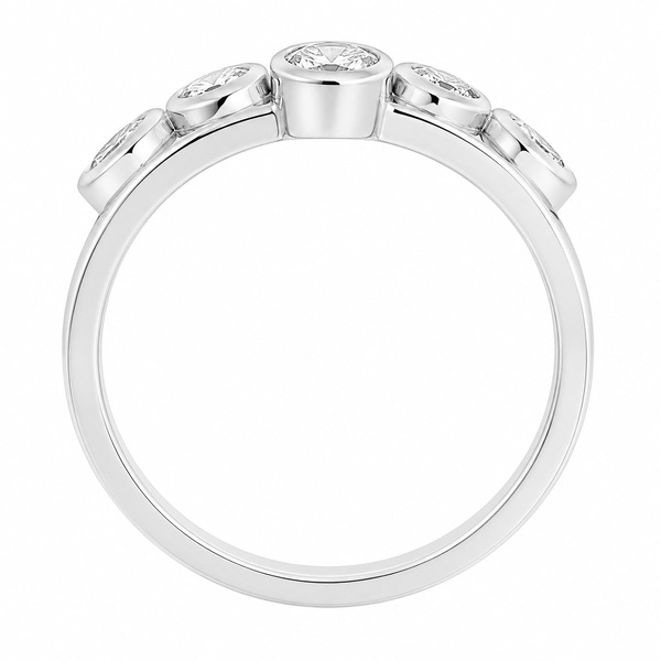 Modern contemporary organic scatter bubble style cluster ring rubbed over round brilliant cut diamond platinum gold