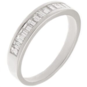 Classic baguette cut diamond channel set half eternity ring wedding band diamonds platinum gold