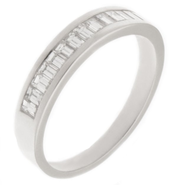 Classic baguette cut diamond channel set half eternity ring wedding band diamonds platinum gold